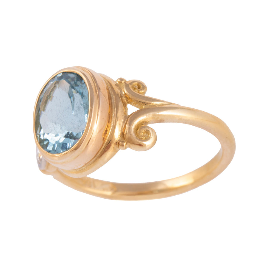 Aquamarine & Diamond Ring