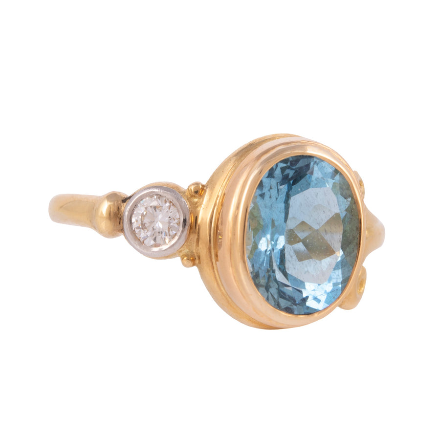 Aquamarine & Diamond Ring