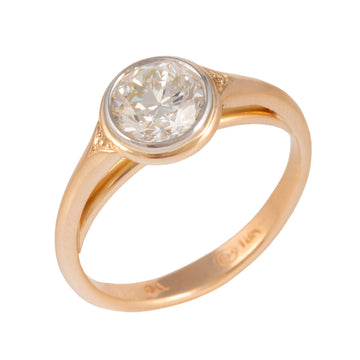 Platform European Cut Diamond Ring