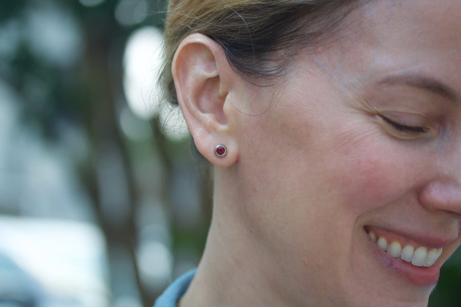 Ruby Stud Earrings in Platinum