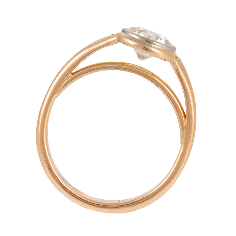 Platform European Cut Diamond Ring