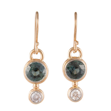 Green Sapphire & Diamond Earrings