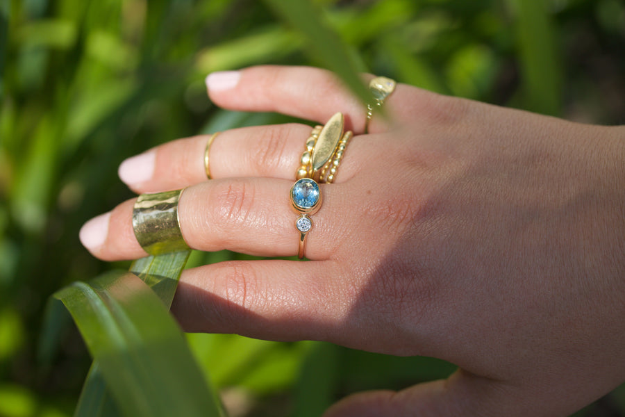 Aquamarine Ring with Diamonds