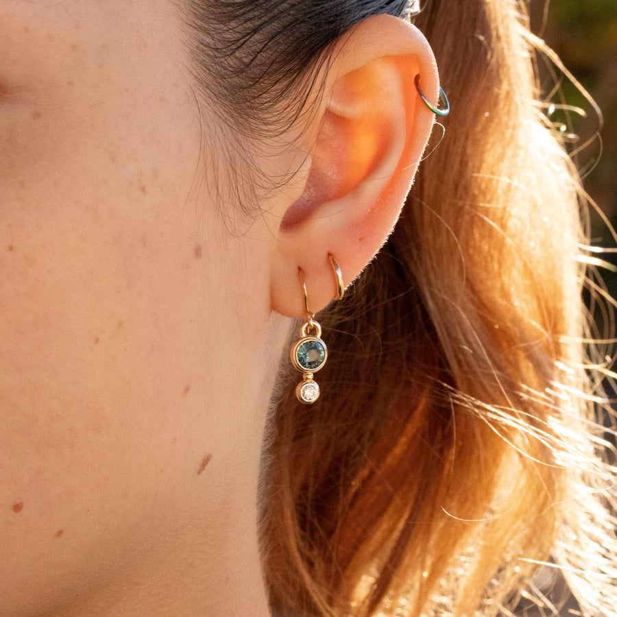 Green Sapphire & Diamond Earrings