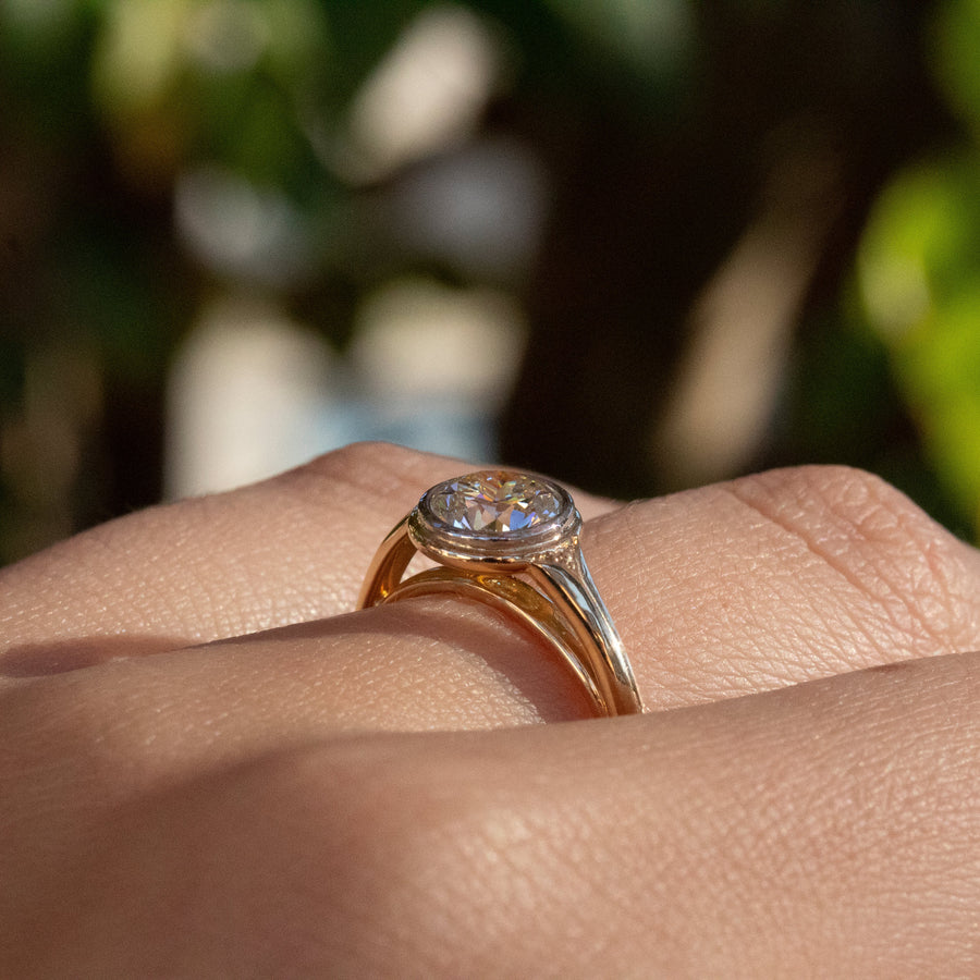 Platform European Cut Diamond Ring