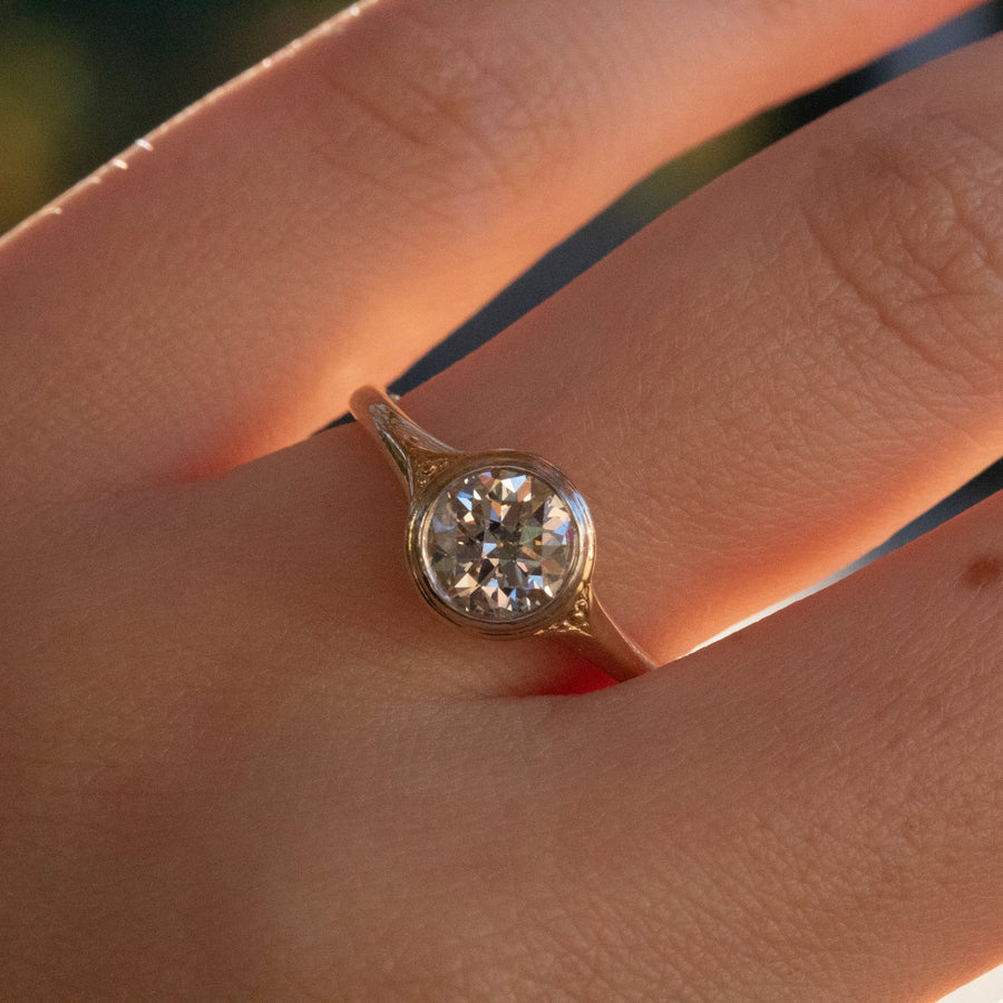 Platform European Cut Diamond Ring