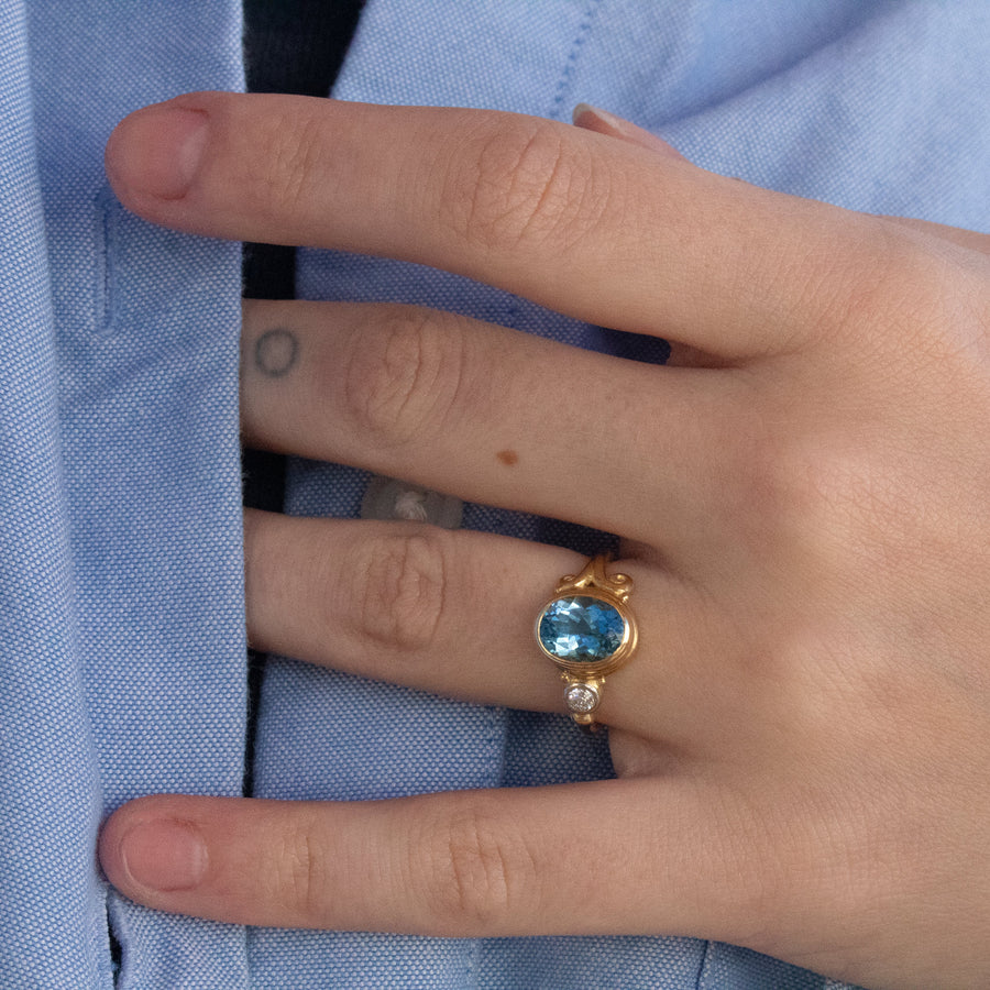 Aquamarine & Diamond Ring