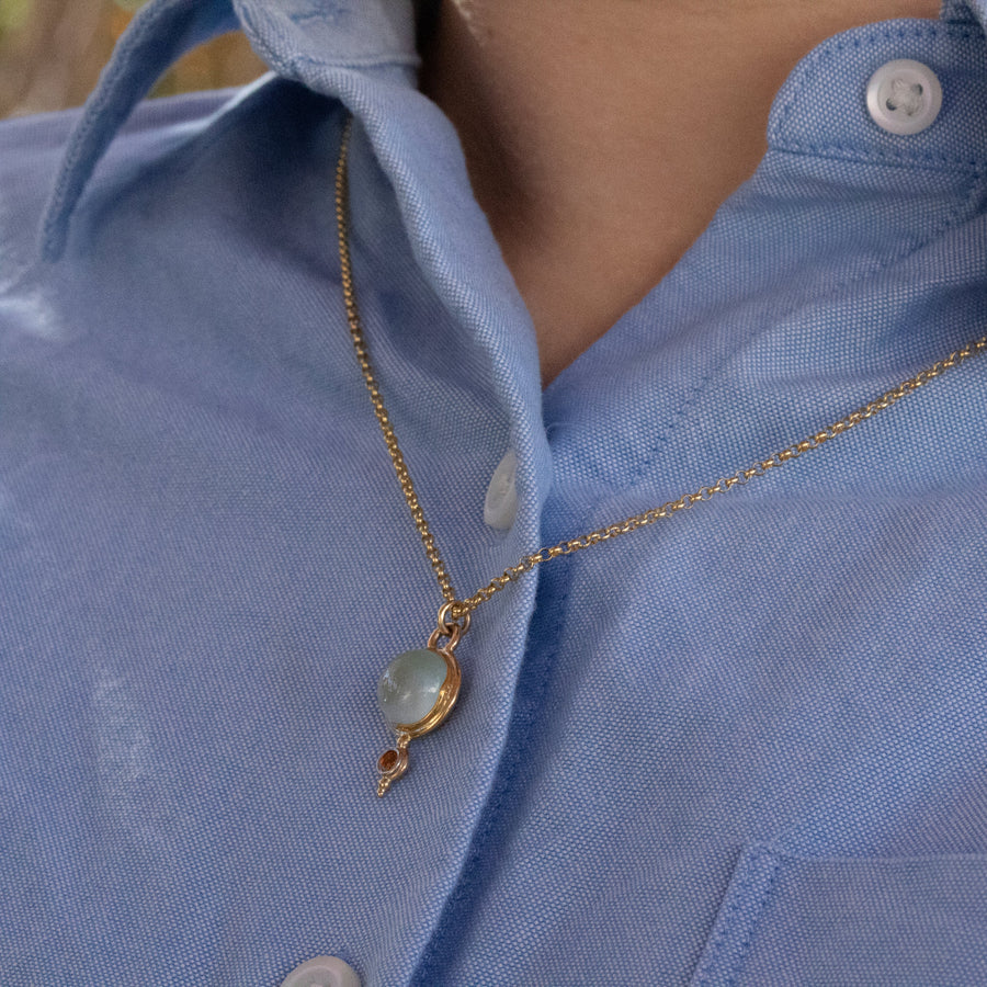 Aquamarine & Orange Diamond Pendant