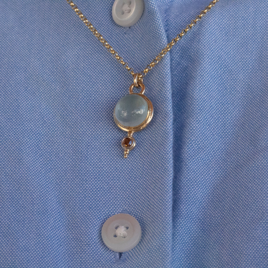 Aquamarine & Orange Diamond Pendant