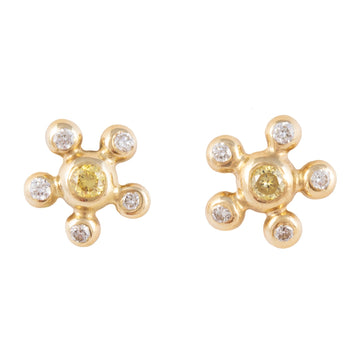Yellow Diamond Burst Stud Earrings