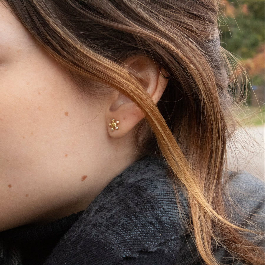 Yellow Diamond Burst Stud Earrings