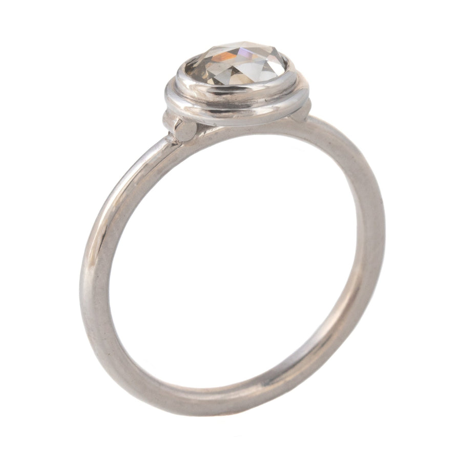 Rose Cut & Platinum Stackable Ring