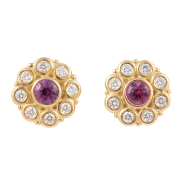 Pink Sapphire and Diamond Earrings
