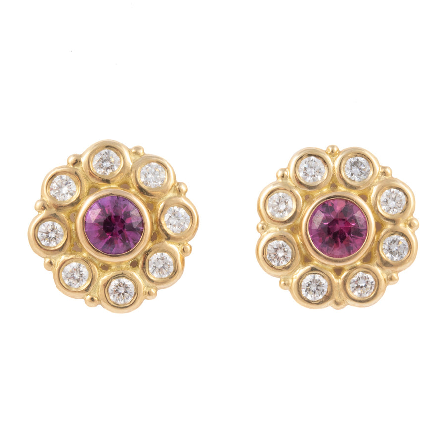 Pink Sapphire and Diamond Earrings