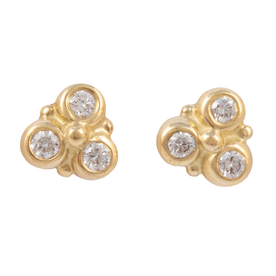 Triple Diamond Stud Earrings