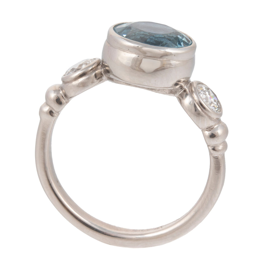 Aquamarine & Diamond Ring in Platinum