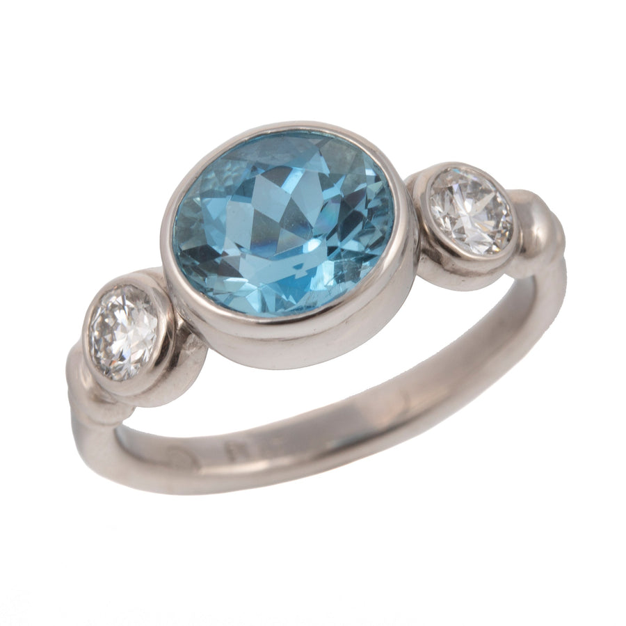 Aquamarine & Diamond Ring in Platinum