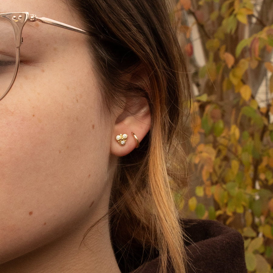 Triple Diamond Stud Earrings