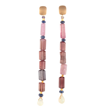 Tourmaline Column Dangle Earrings