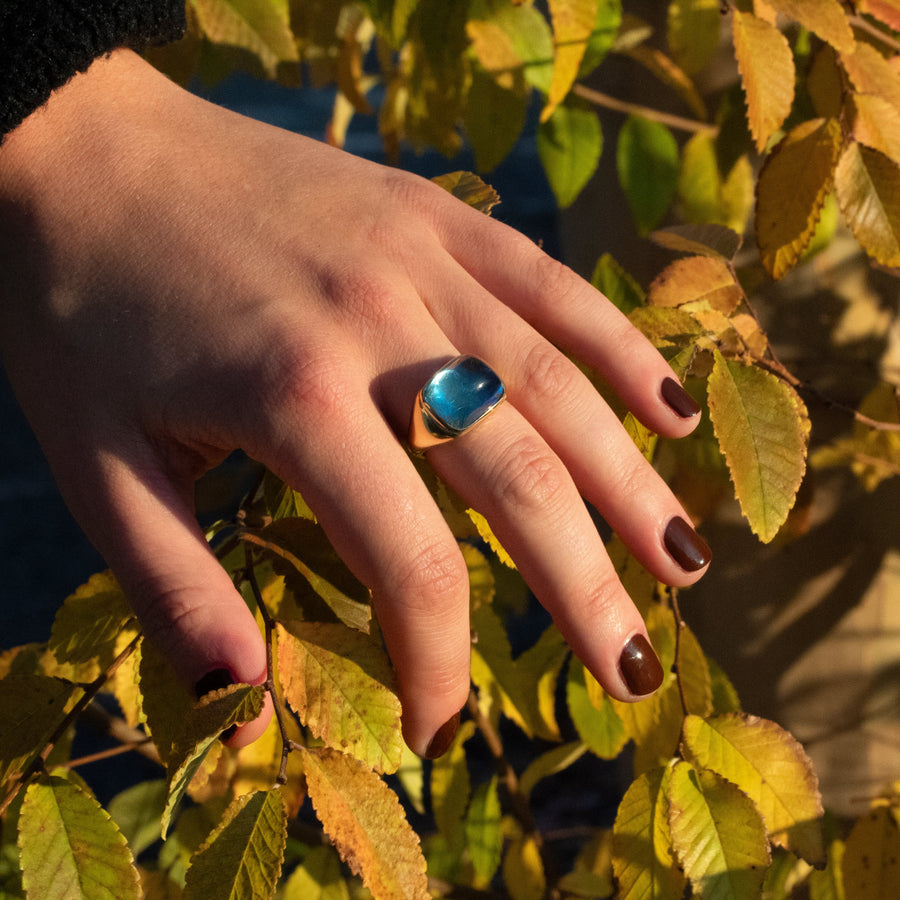 Cabochon Cut Aquamarine Ring
