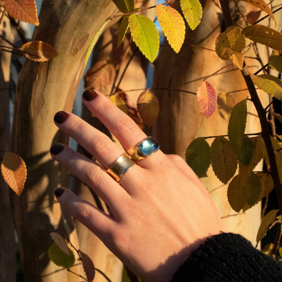 Cabochon Cut Aquamarine Ring