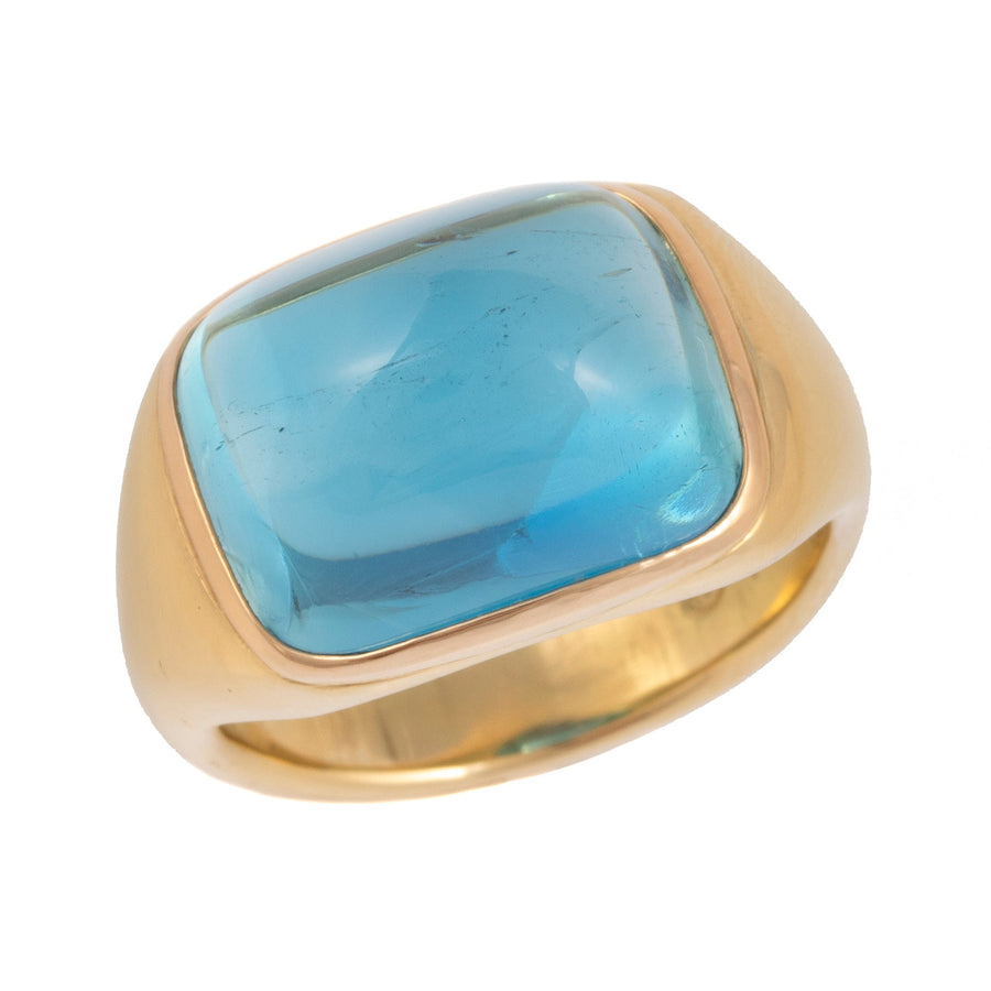 Cabochon Cut Aquamarine Ring