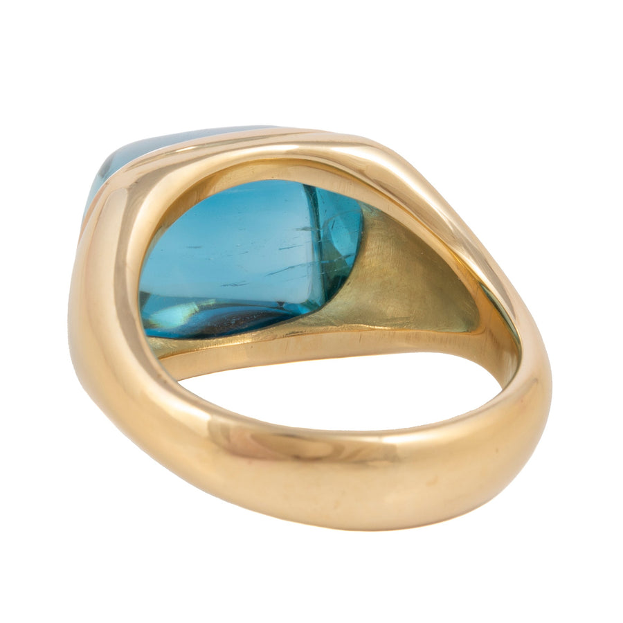 Cabochon Cut Aquamarine Ring