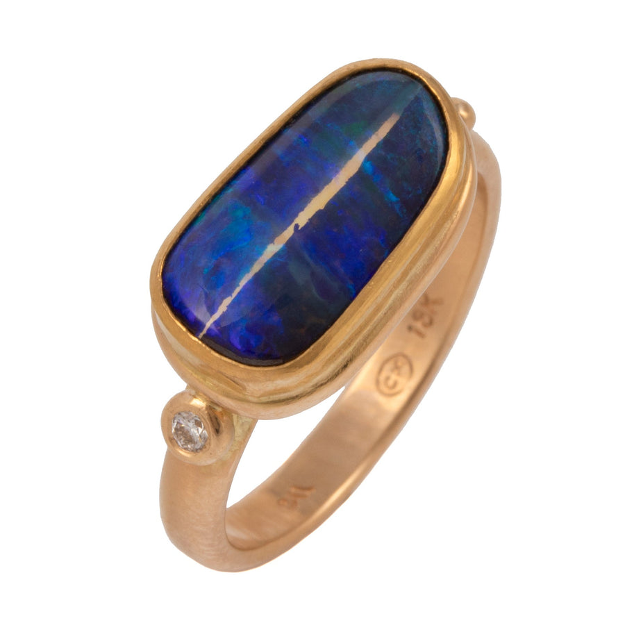 Freeform Boulder Opal & Diamonds Ring