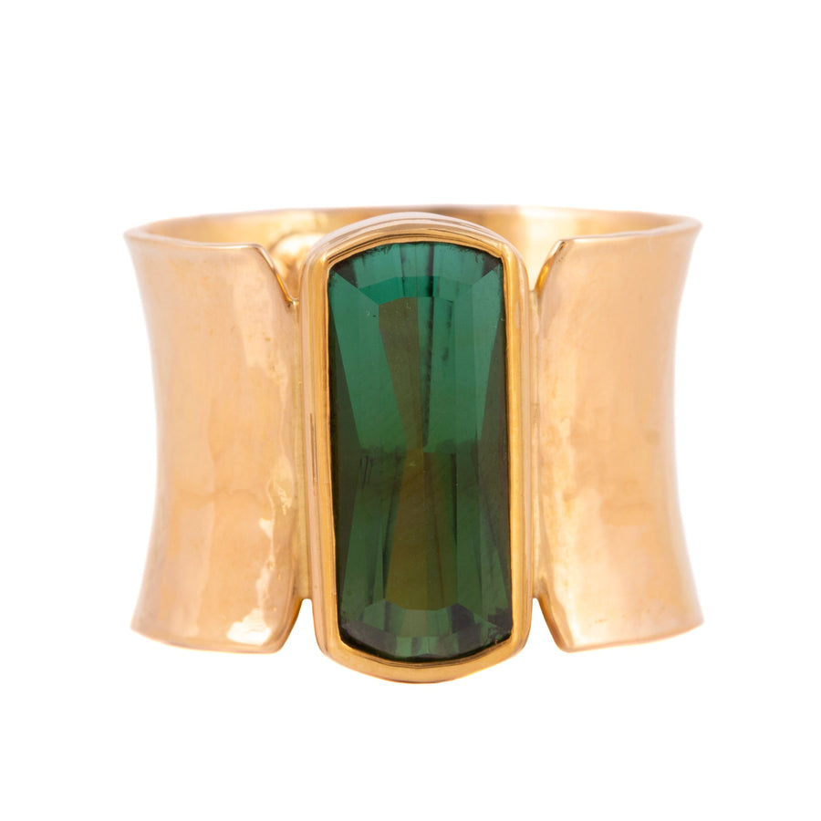 Green Emerald Cut Tourmaline Ring