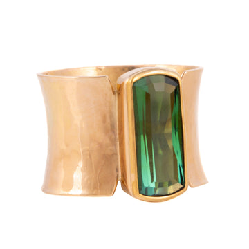 Green Emerald Cut Tourmaline Ring