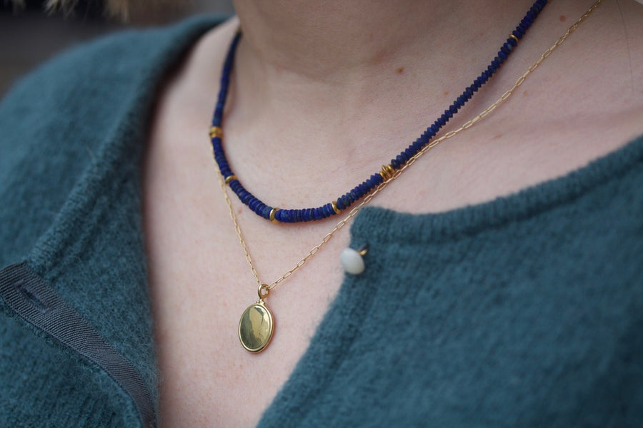 Lapis Lazuli & High Karat Gold Necklace