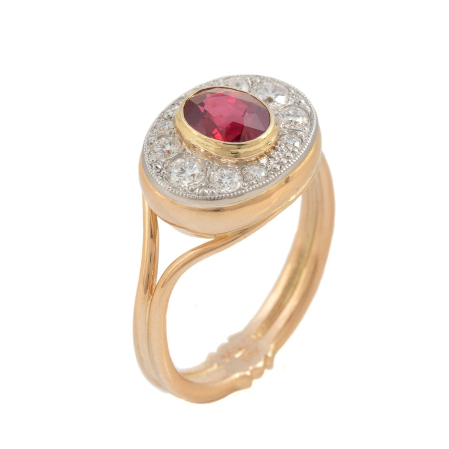 Ruby Ring with Diamond Surround