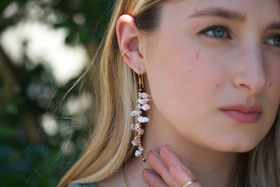 Purplish-Pink Baroque Pearl Earrings