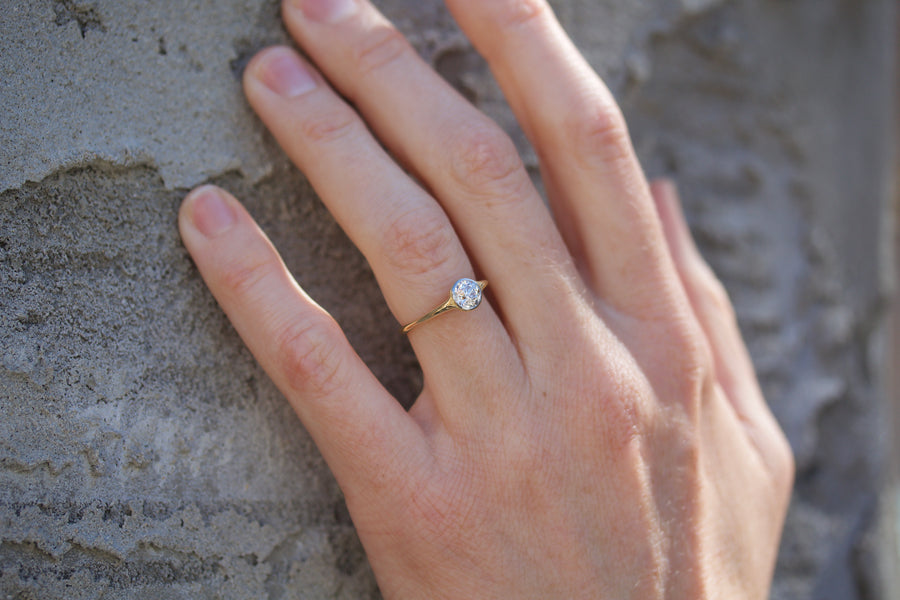 Lunette Style Platform Engagement Ring