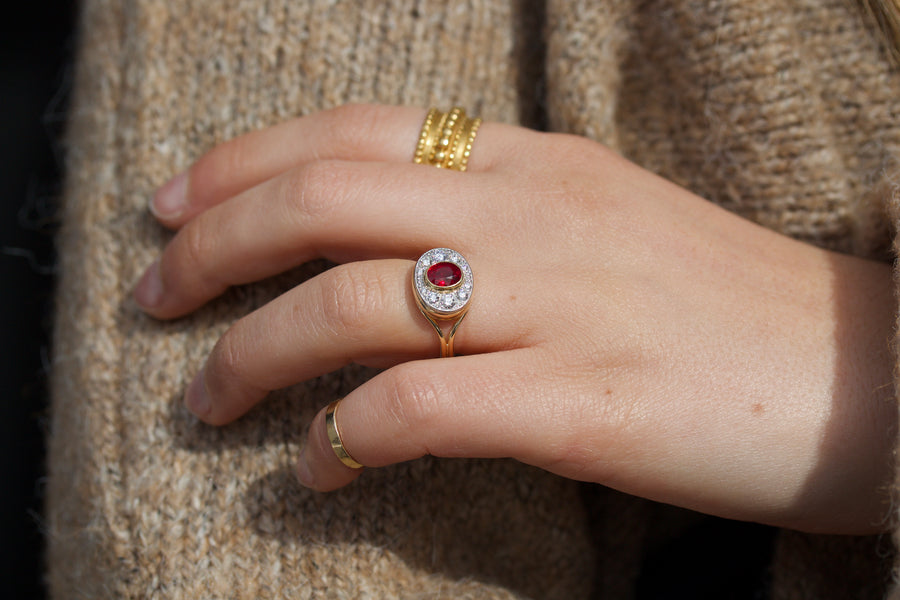 Ruby Ring with Diamond Surround