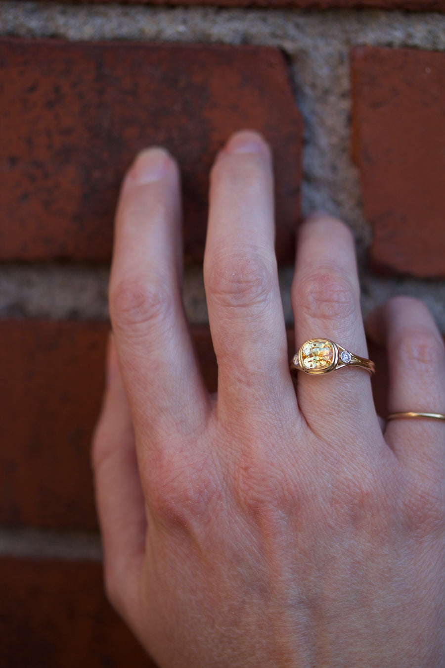 Yellow Sapphire & Diamond Lunette Ring