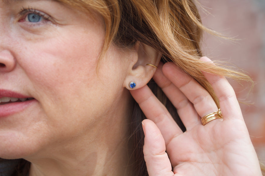 Blue Sapphire & Platinum Earrings