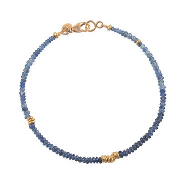 Sapphire & High Karat Gold Beaded Bracelet