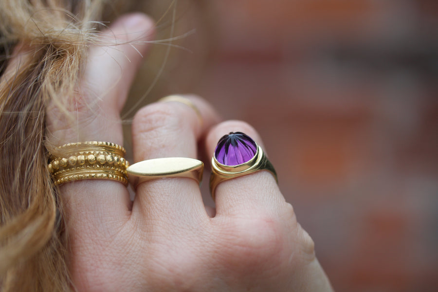 Carved Amethyst Ring