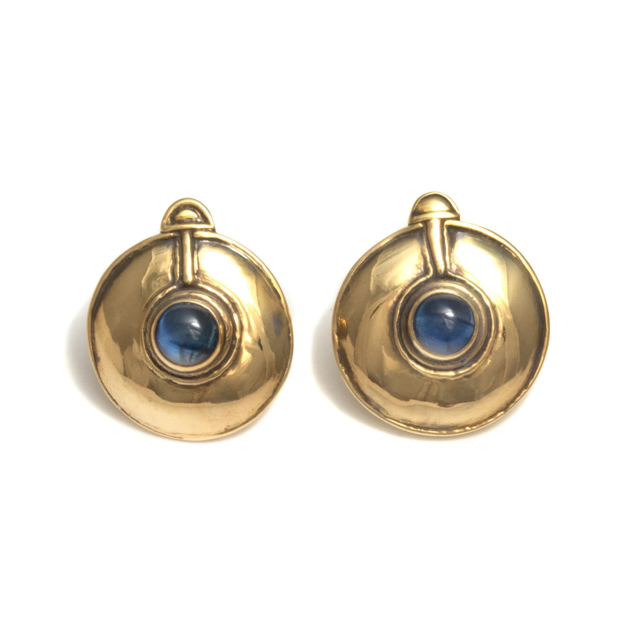 Large Stud Earrings with Blue Sapphire