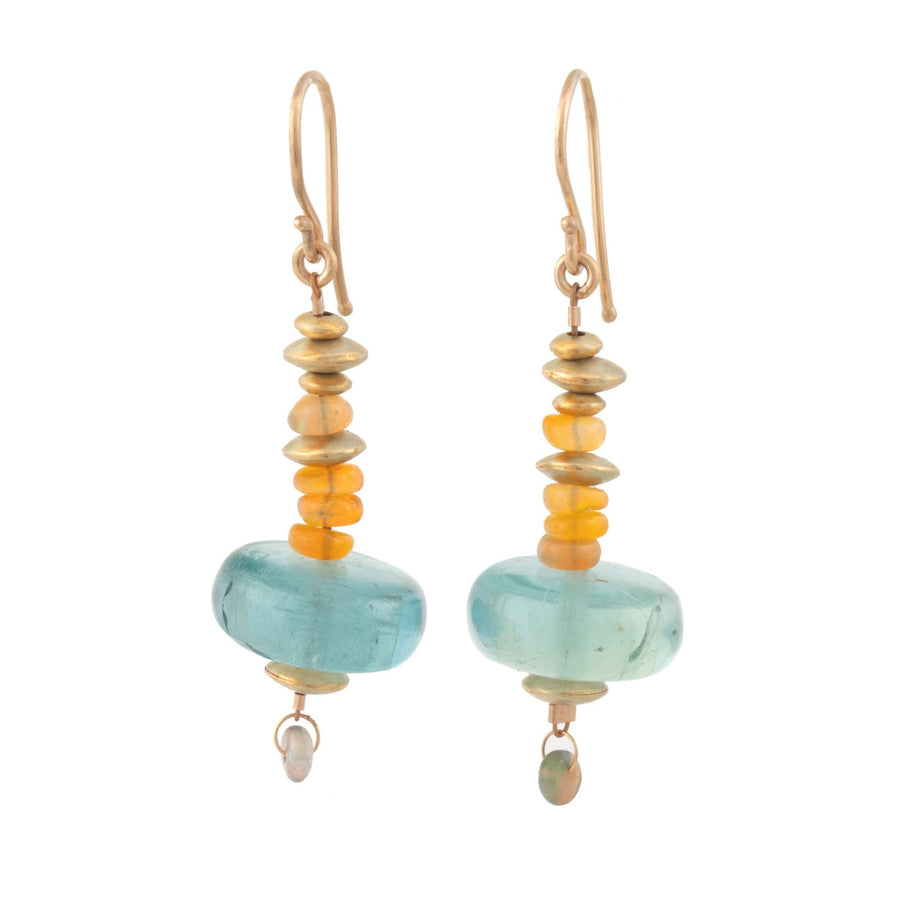 Aquamarine & Opal Dangle Earring