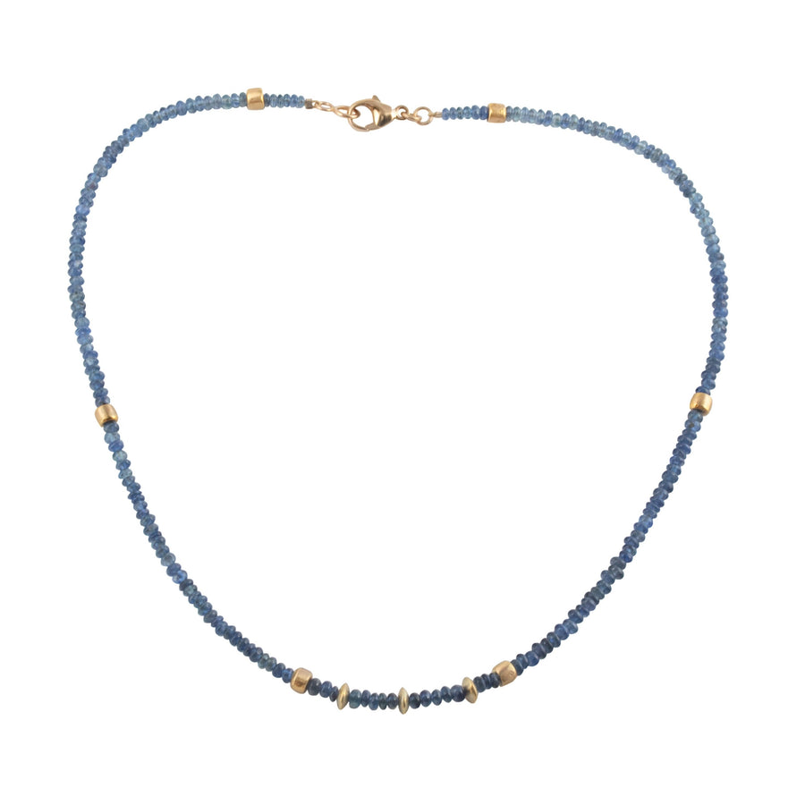 Sapphire & High Karat Gold Beaded Necklace