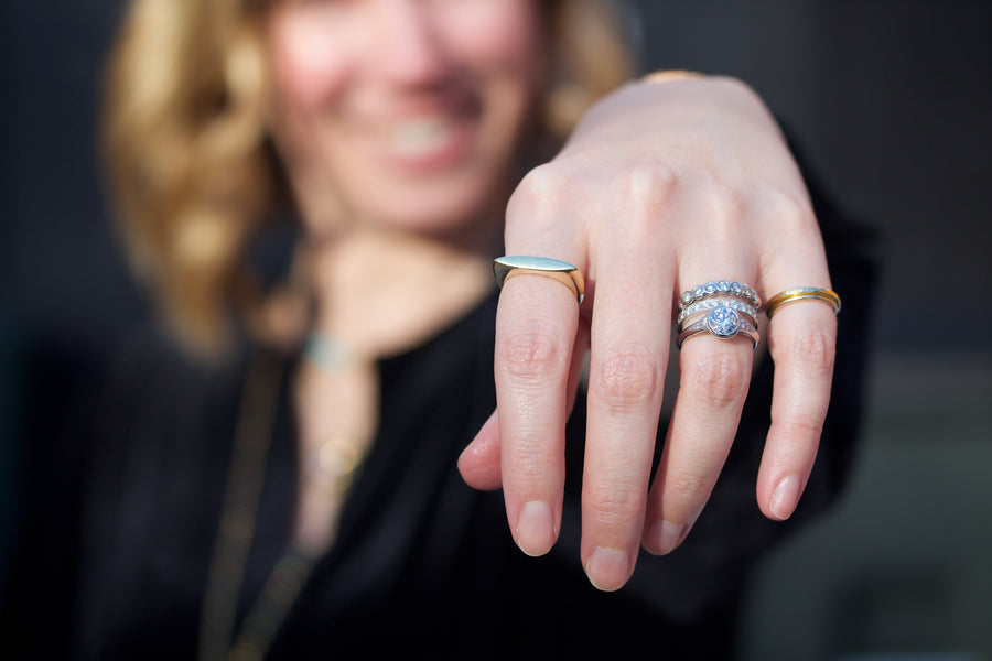 European Cut Diamond Engagement Ring in Platinum