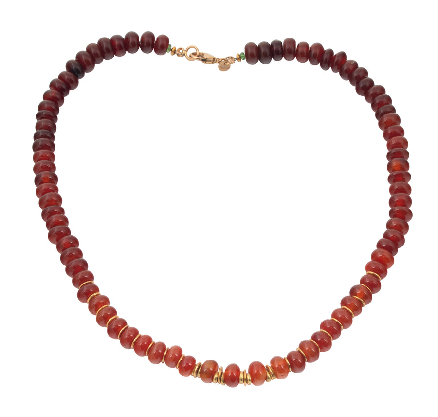 Ombre Carnelian Necklace with High Karat Gold Beads