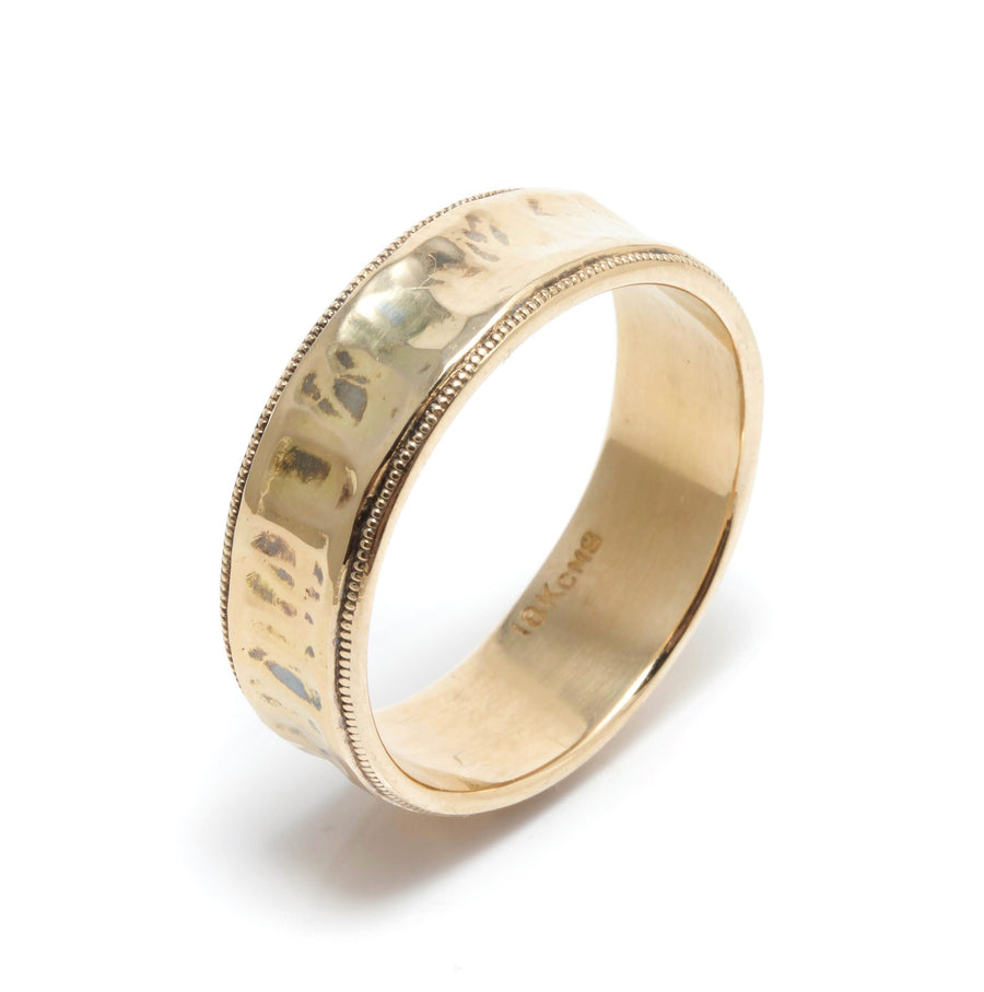 Wedding Ring with Concave Center & Millegrained Edges