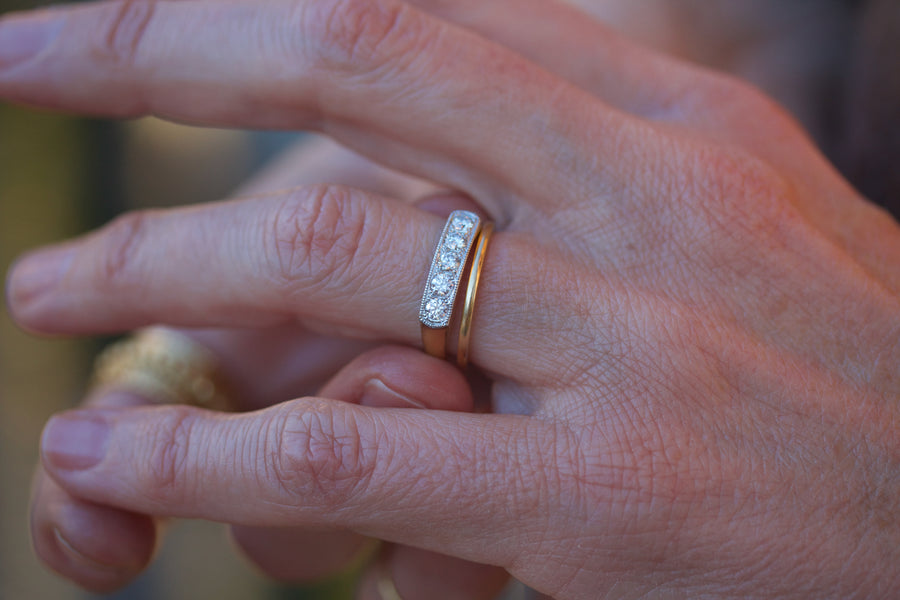 Platinum Overlay Diamond Wedding Ring