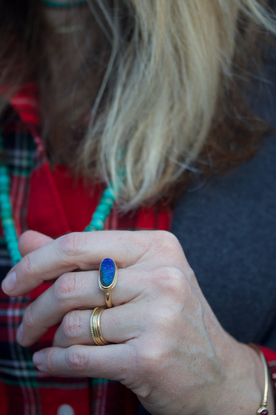 Boulder Opal Stackable Ring