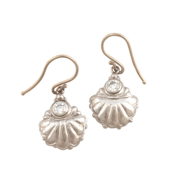 Shell Motif Earrings with Diamonds