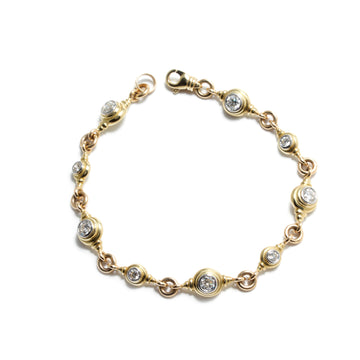 Bezel Set Diamond Link Style Bracelet
