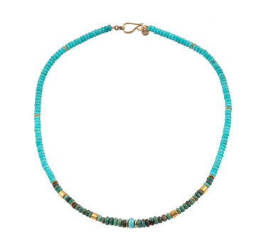 Turquoise & High Karat Gold Beaded Necklace